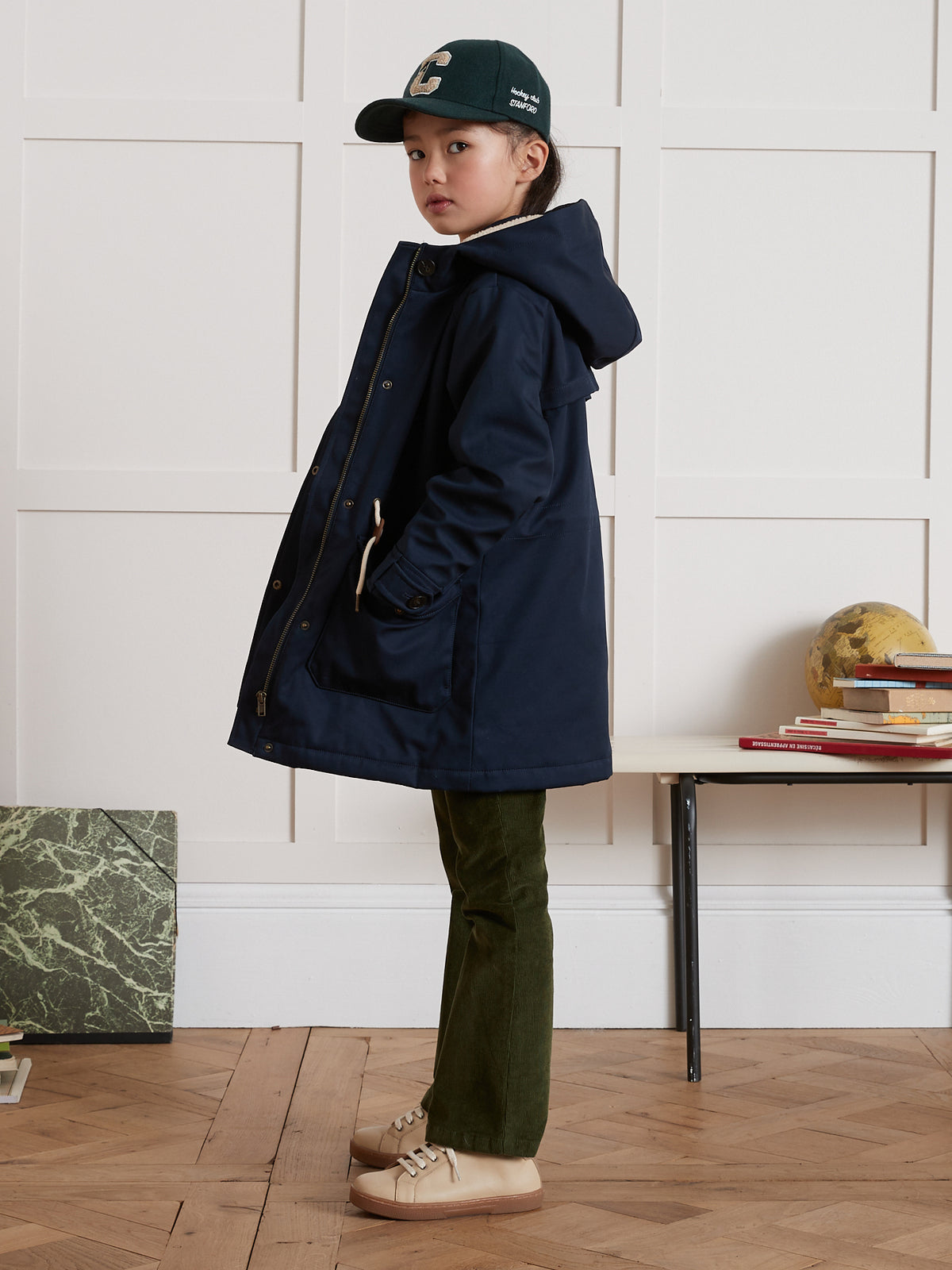 Mädchen-Parka im Marine-Stil mit Sherpa-Futter
