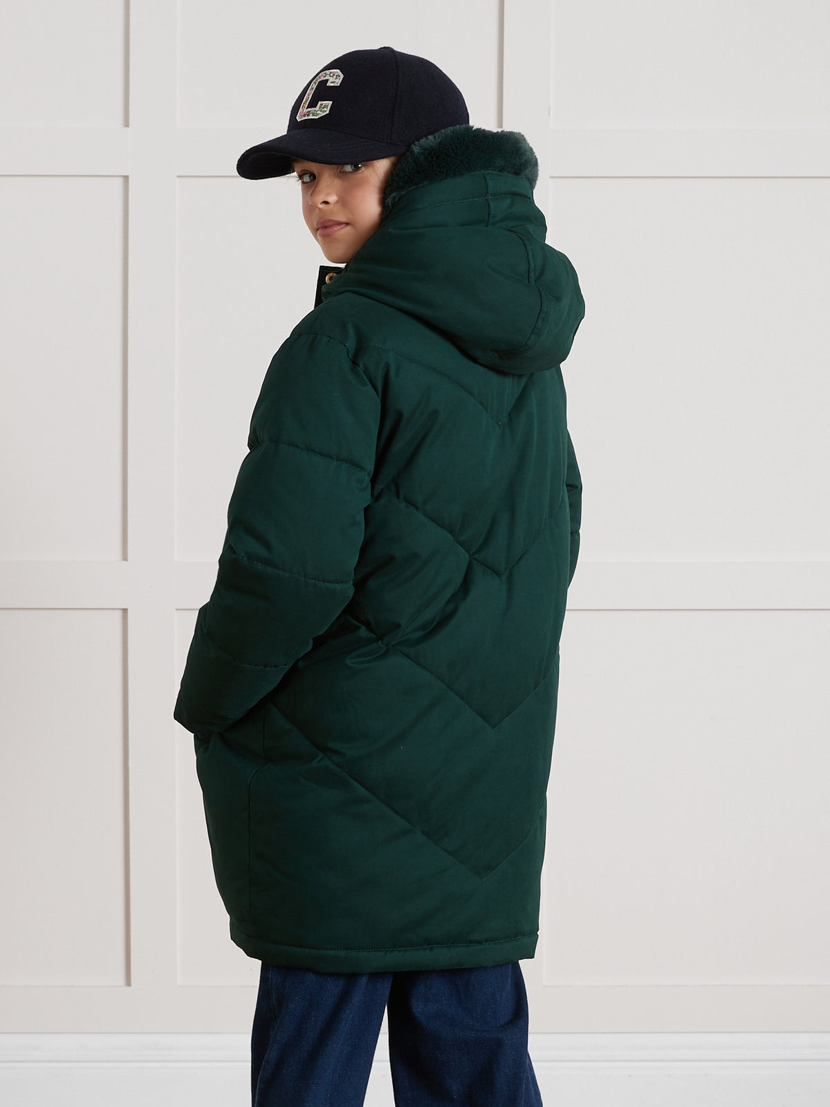Mädchen-Steppjacke, lang