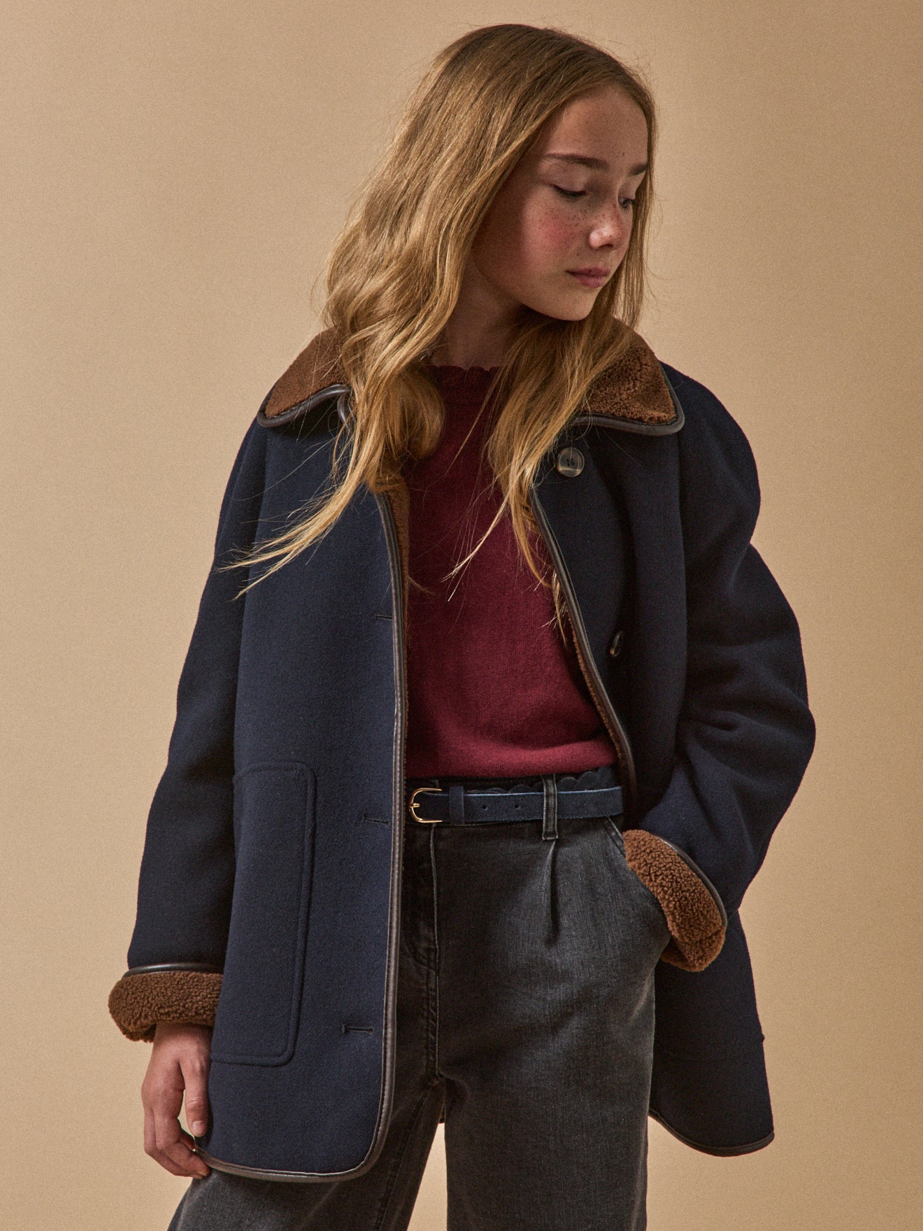 Mädchenmantel mit Sherpa-Futter