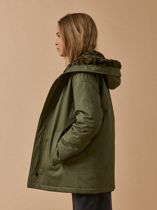 Parka courte Fille doublée léopard