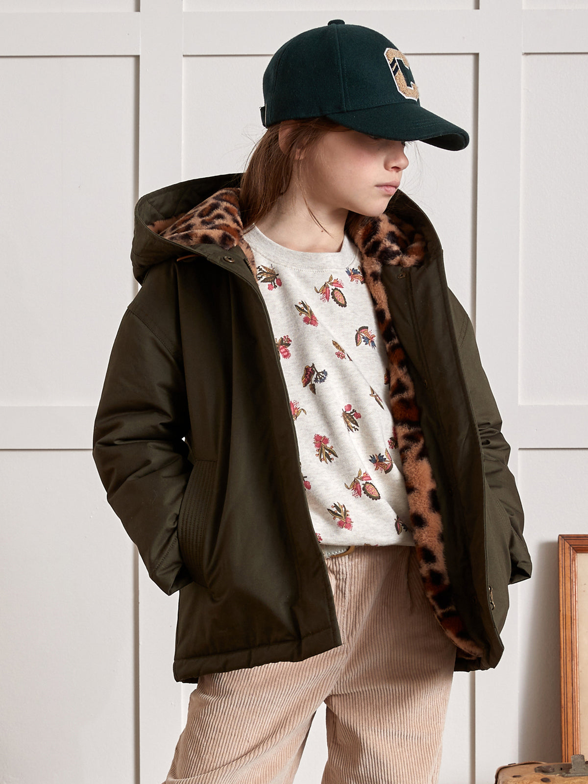 Parka courte doublée léopard - Collection Junior