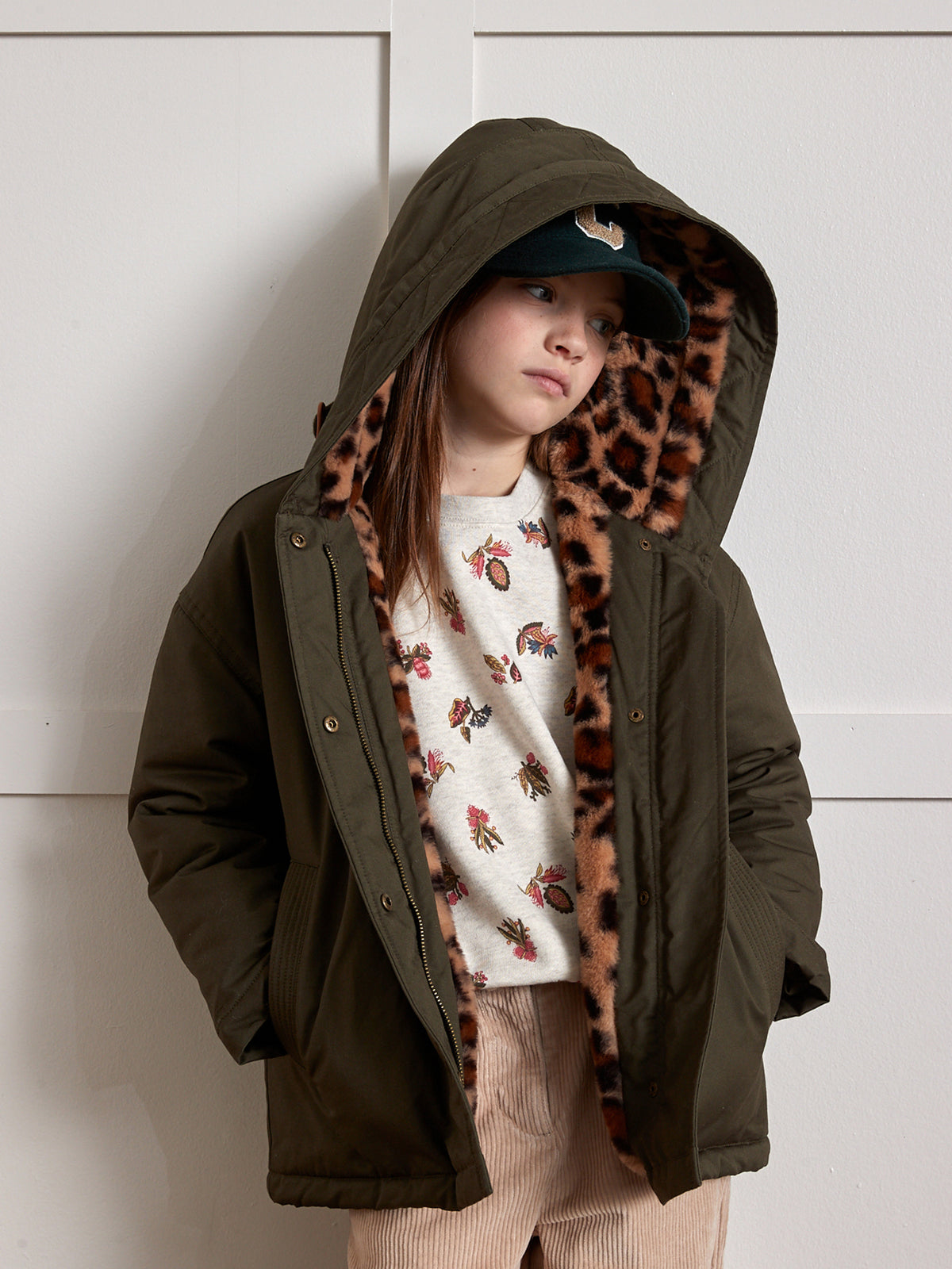 Parka courte doublée léopard - Collection Junior