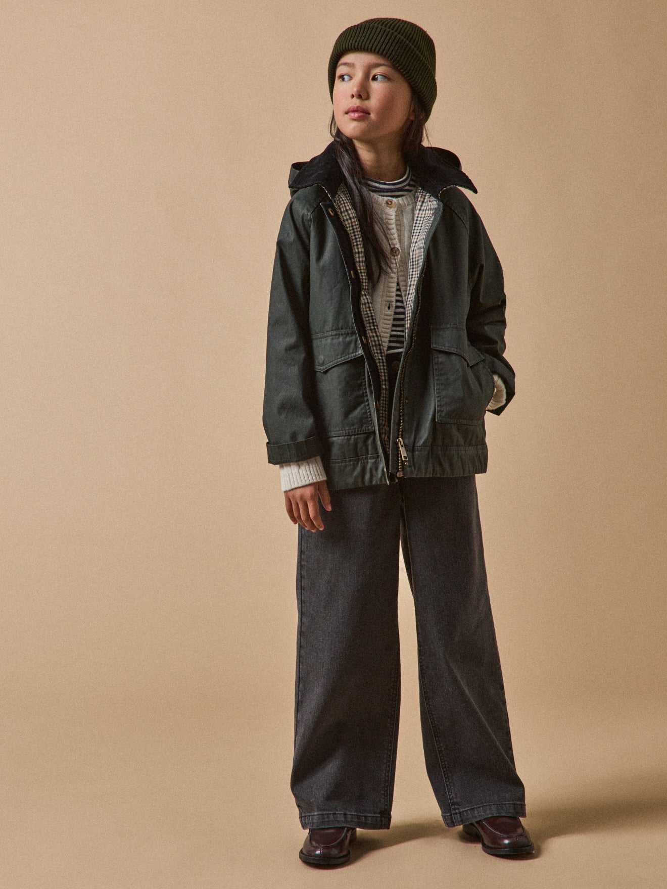 Mädchenjacke aus beschichteter Baumwolle