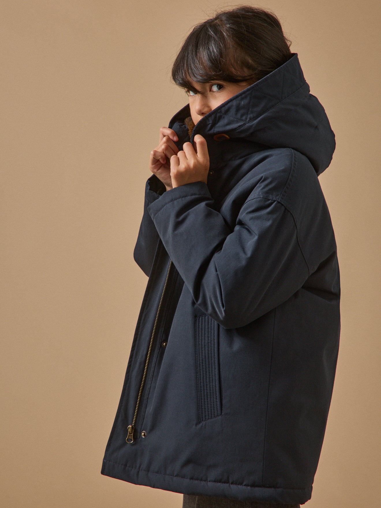 Mädchen-Parka mit Leopardenfutter
