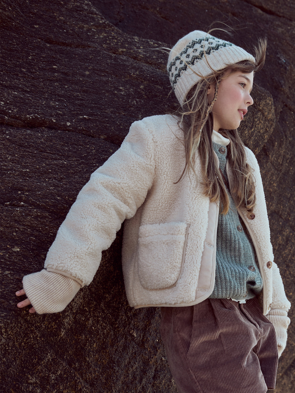Veste en sherpa Fille
