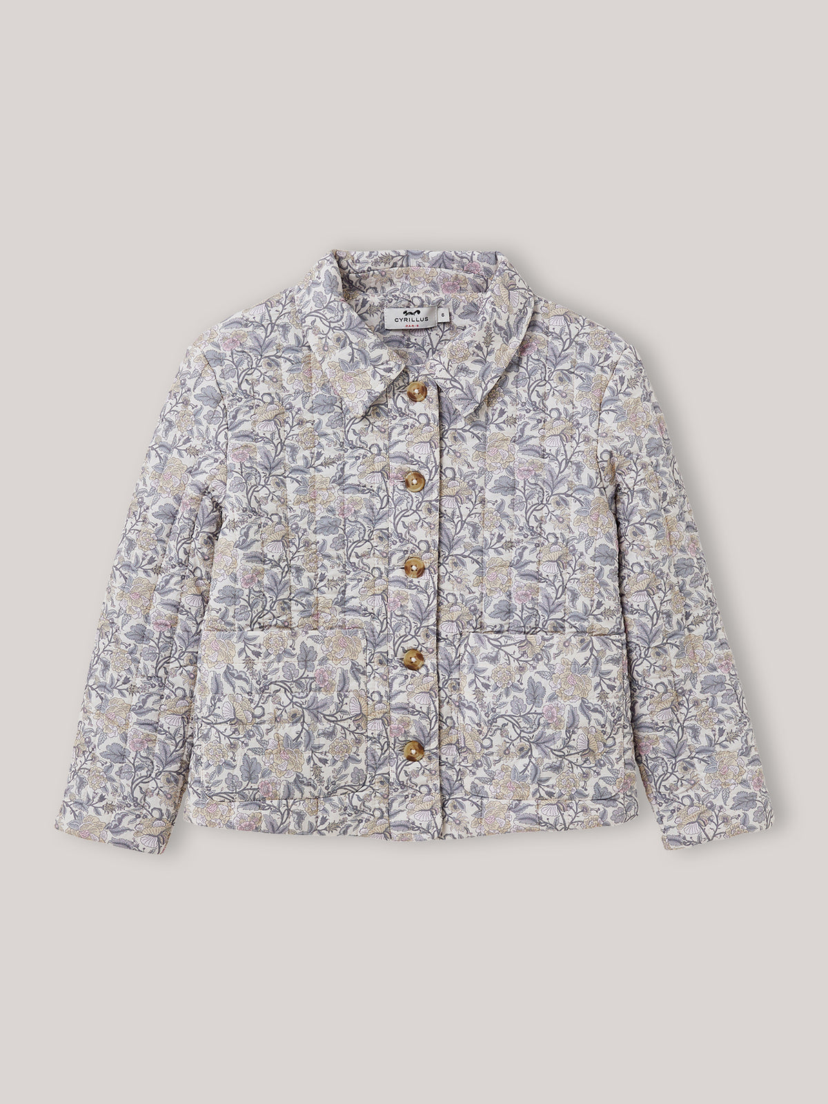 Mädchen-Steppjacke – Druckmuster « Flora »