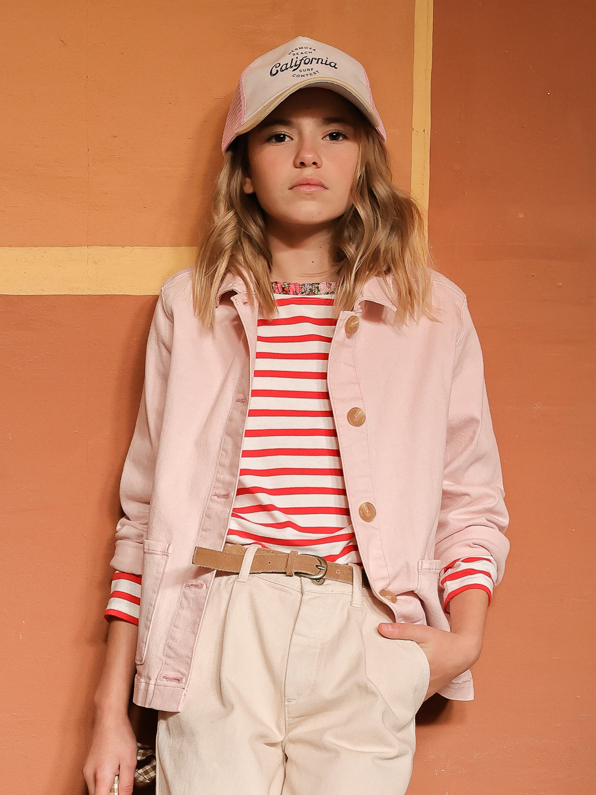 Mädchen-Jeansjacke im « Worker »-Look