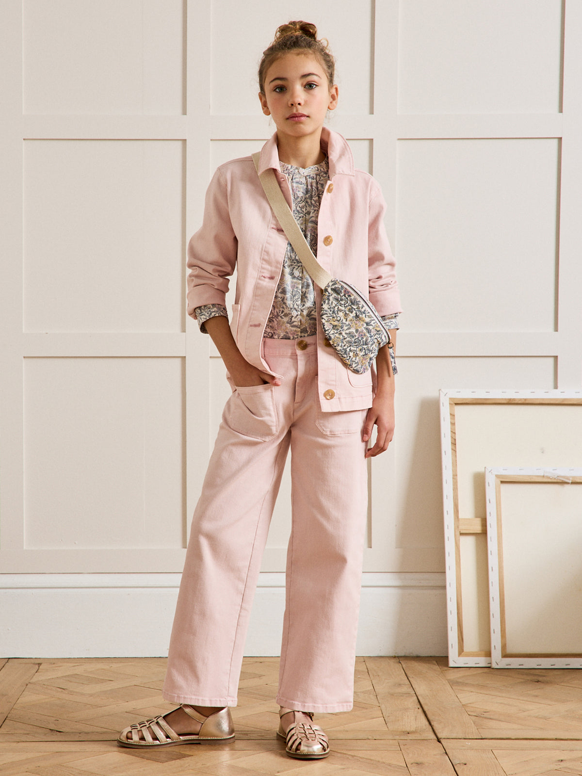 Mädchen-Jeansjacke im « Worker »-Look