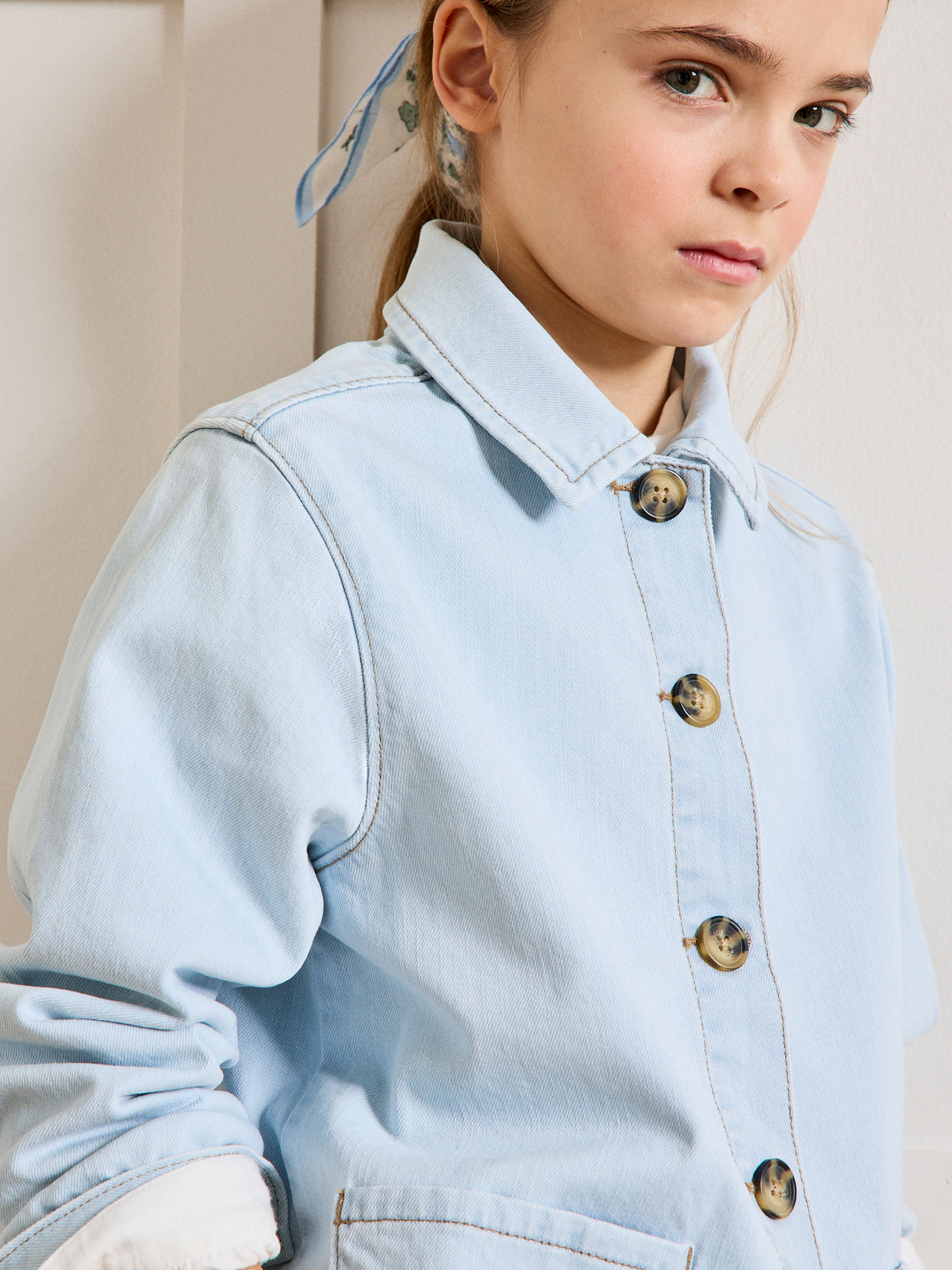 Mädchen-Jeansjacke im « Worker »-Look