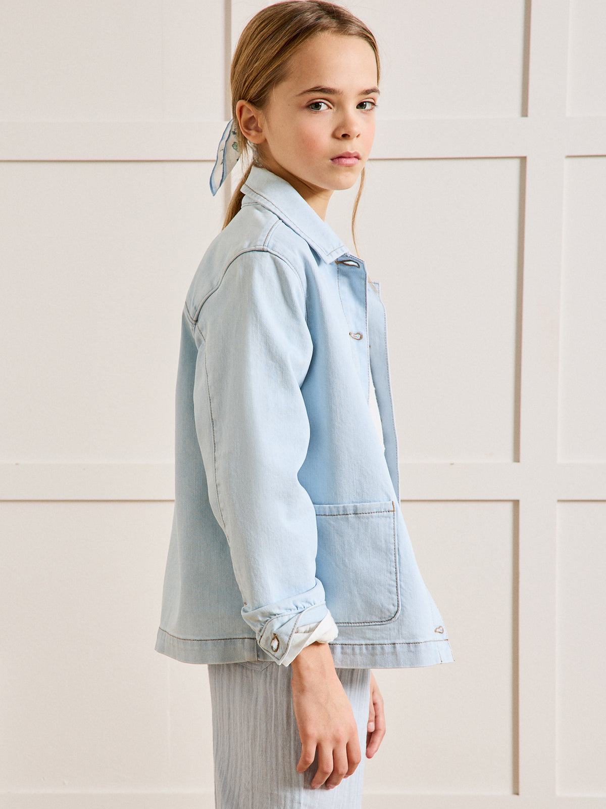 Mädchen-Jeansjacke im « Worker »-Look