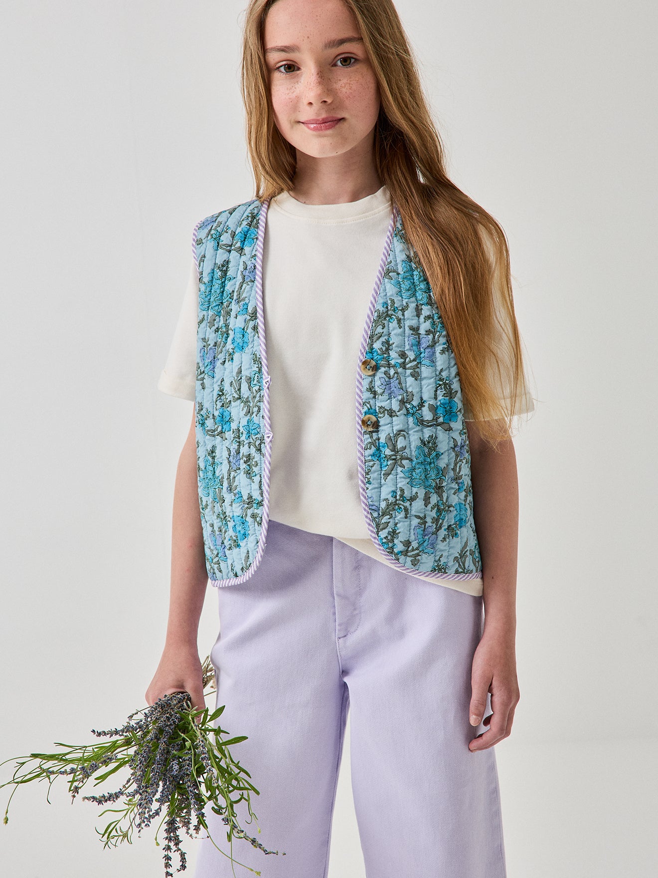 Mädchen-Steppjacke mit Druckmuster « Flore »