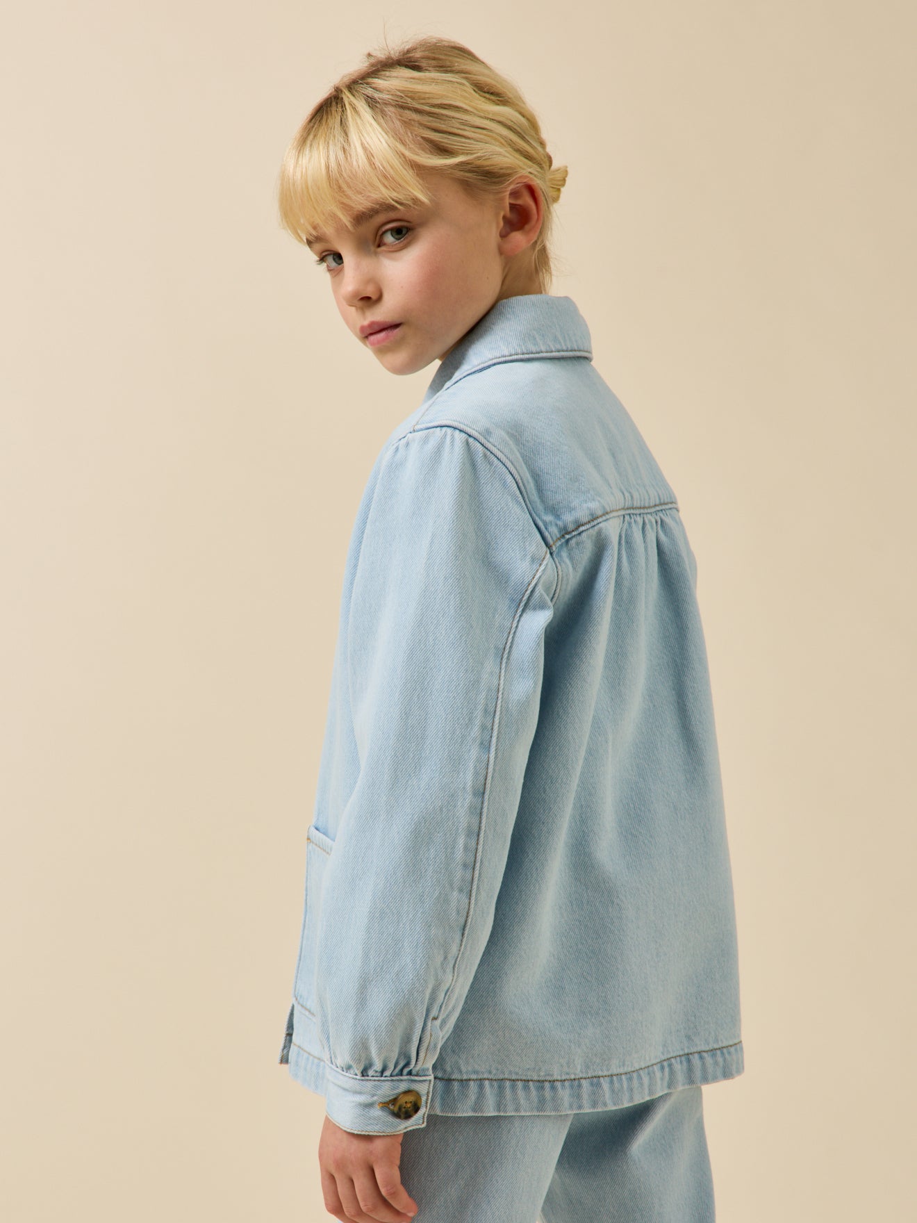 Mädchen-Jeansjacke im « Worker »-Look