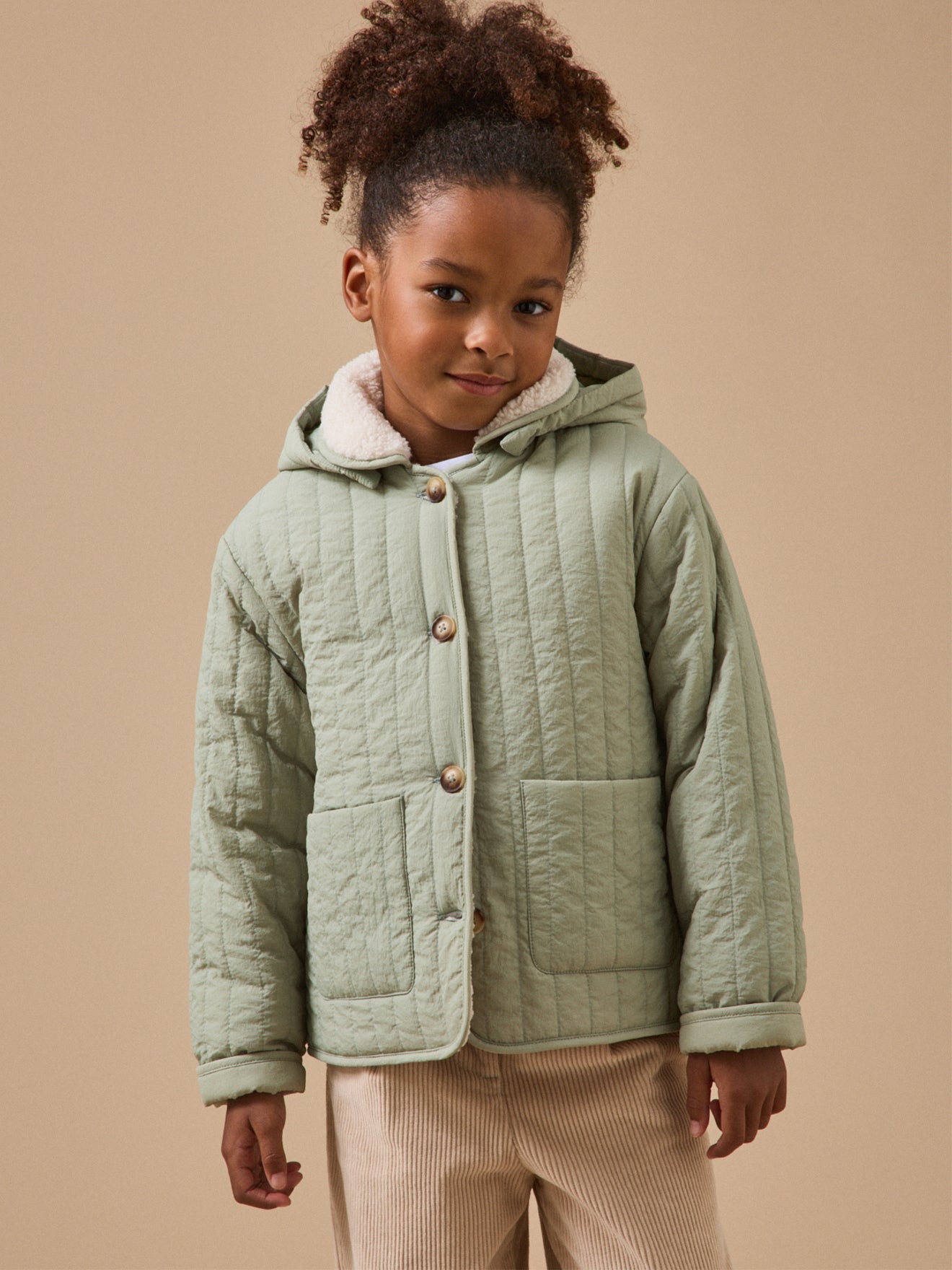 Mädchen Steppjacke mit Sherpa-Kragen