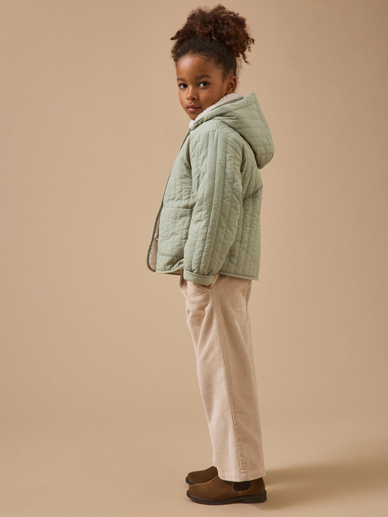Mädchen Steppjacke mit Sherpa-Kragen