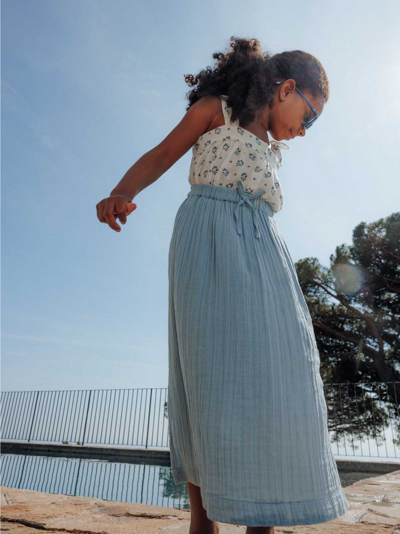 Mädchenrock, lang, aus doppelter Baumwollgaze