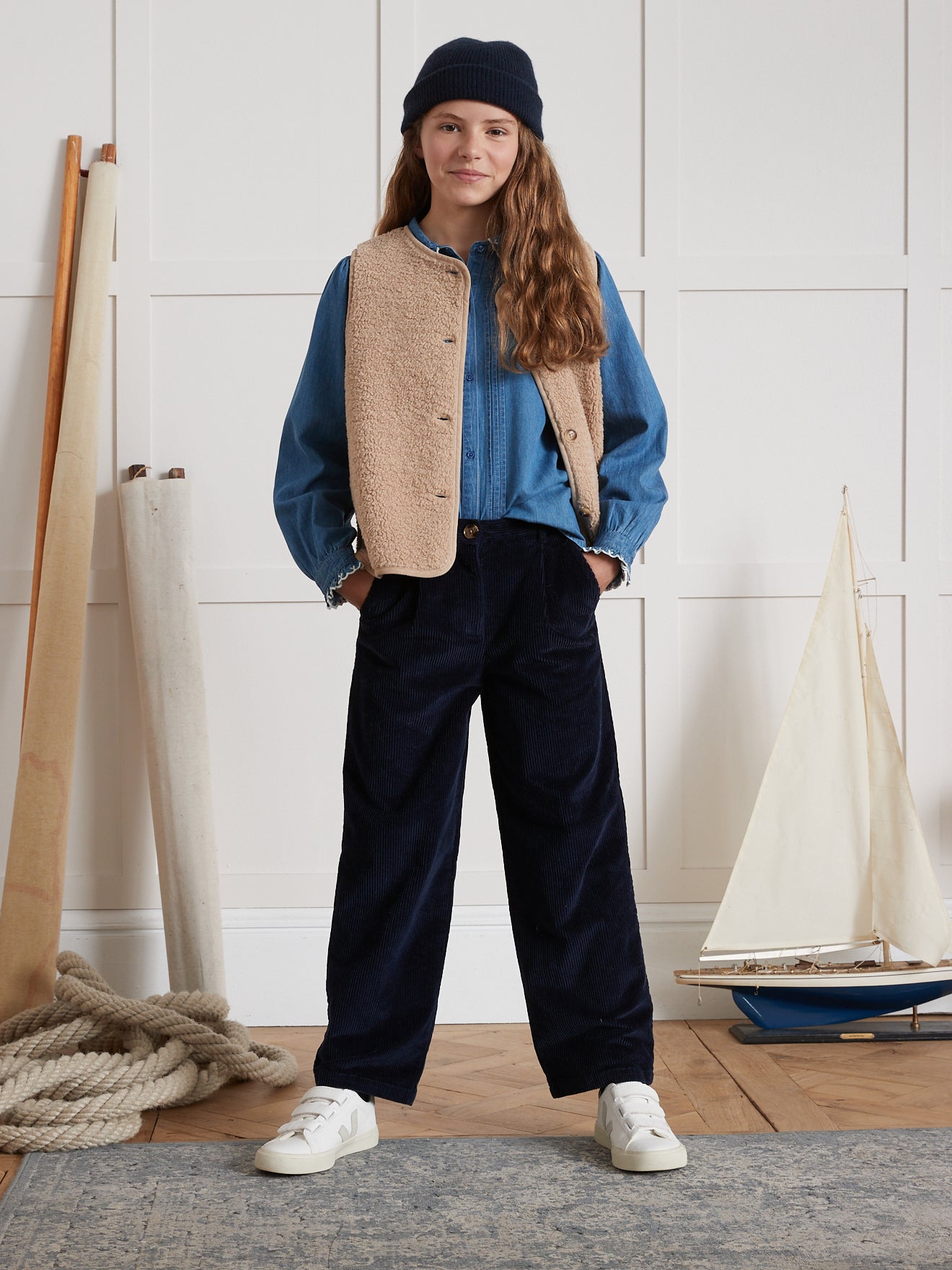 Mädchen-Schlaghose aus Velours