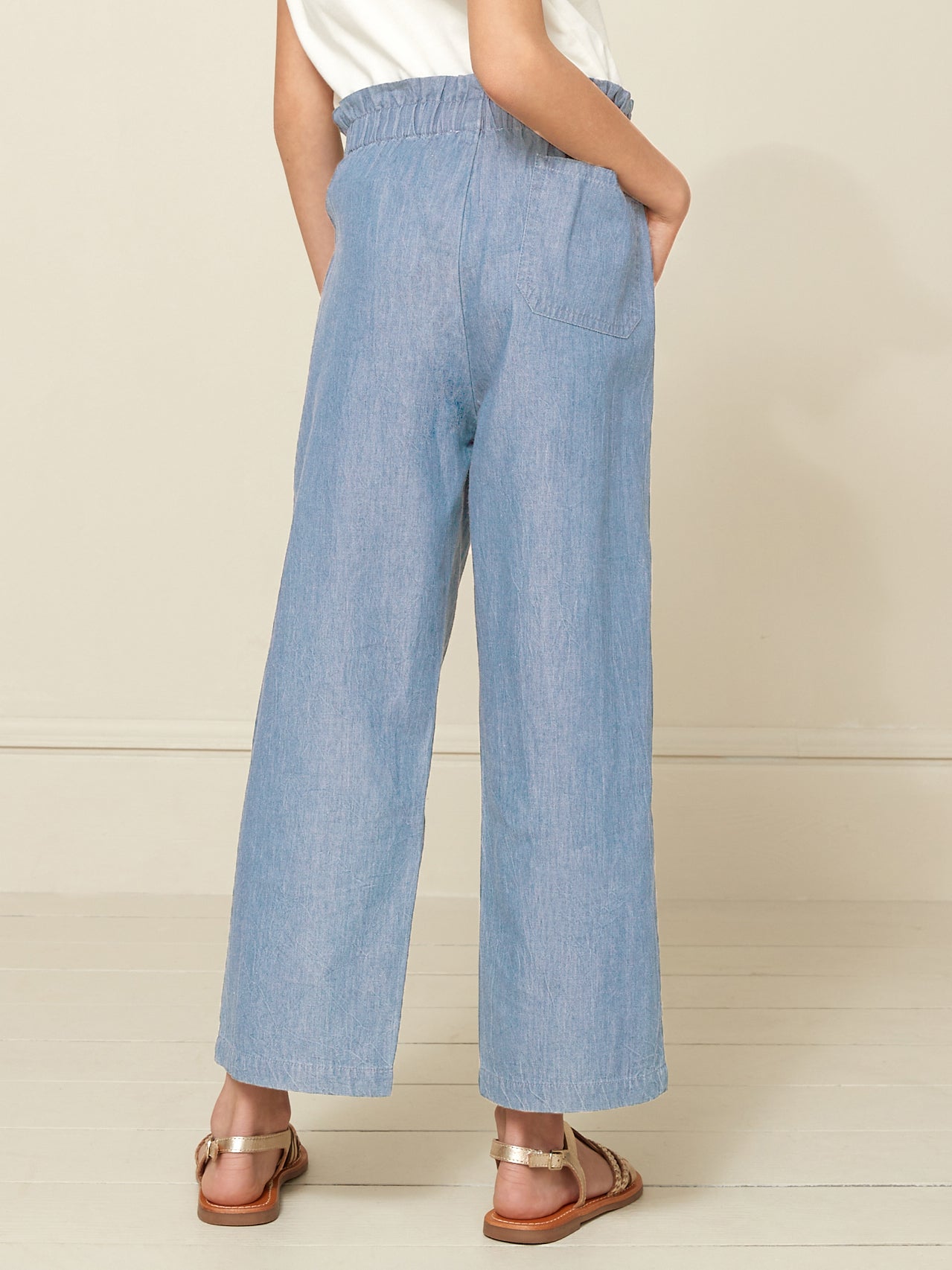 Pantalon large Fille en denim light