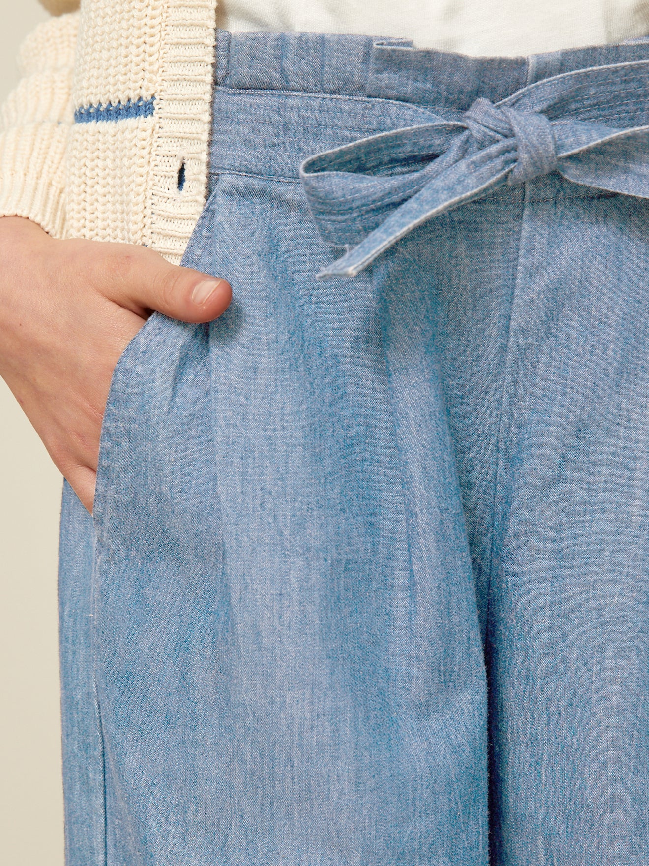 Pantalon large Fille en denim light