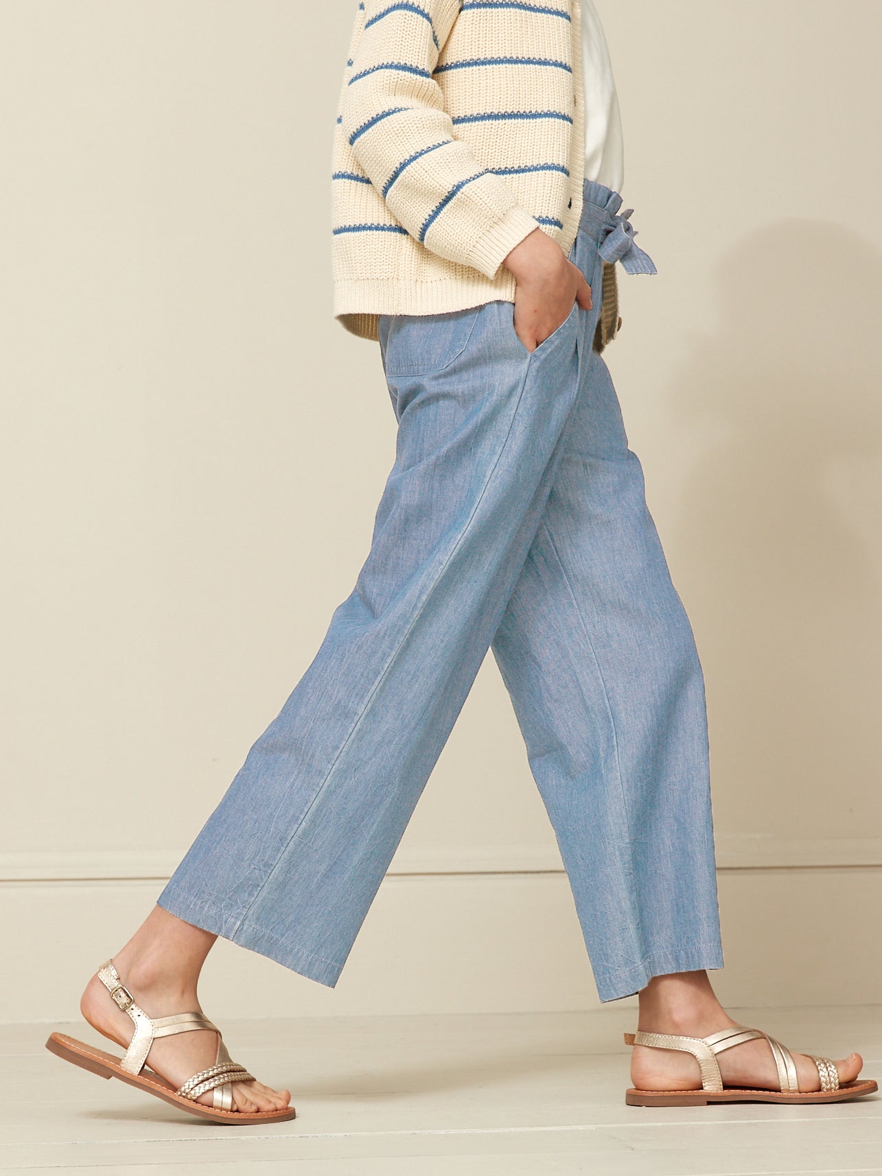 Pantalon large Fille en denim light