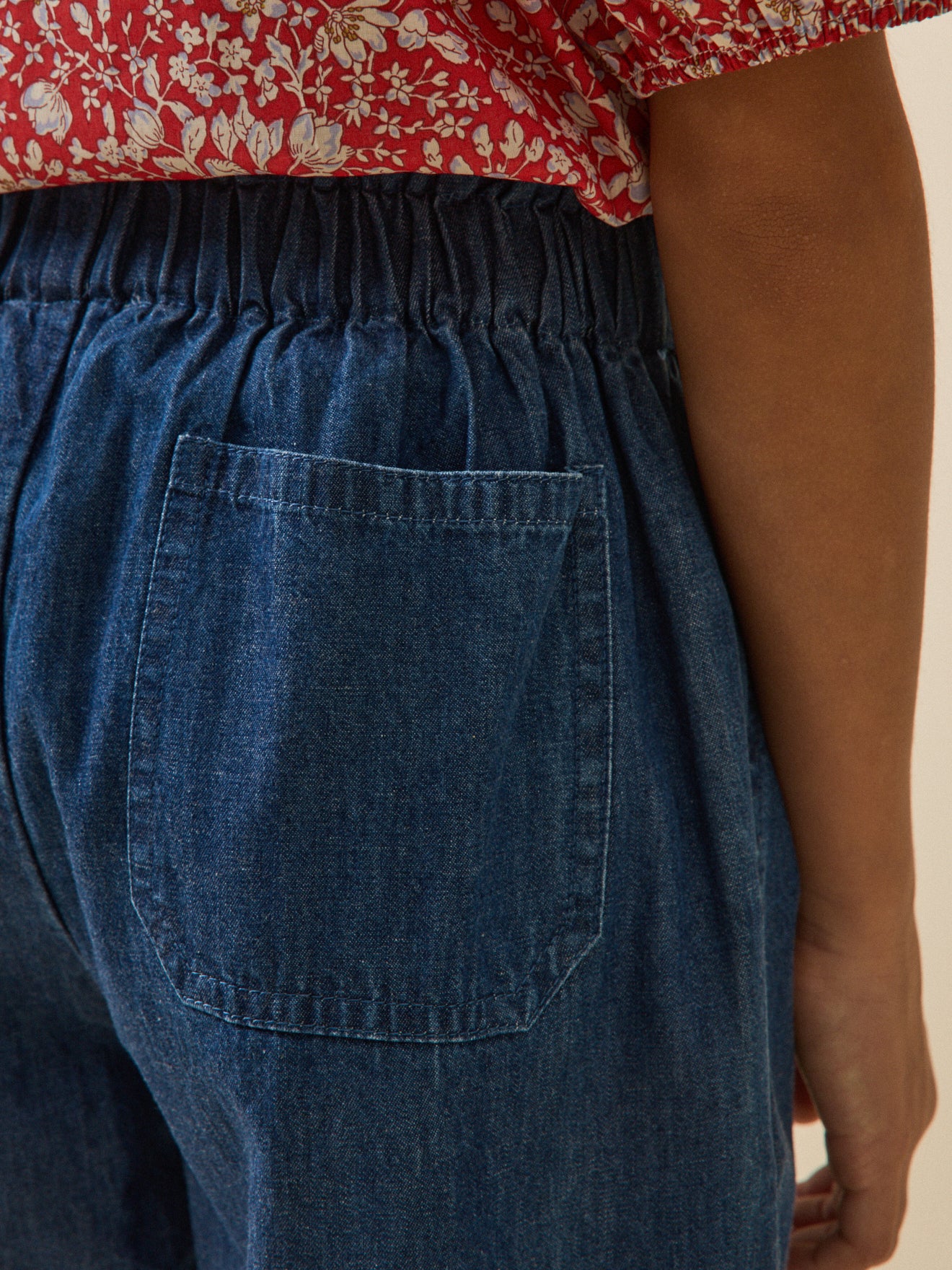 Pantalon large Fille en denim light