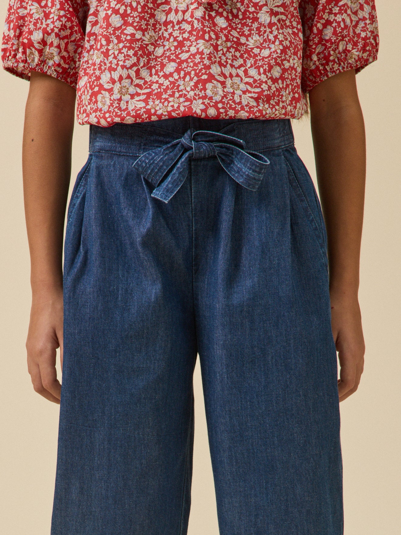 Pantalon large Fille en denim light