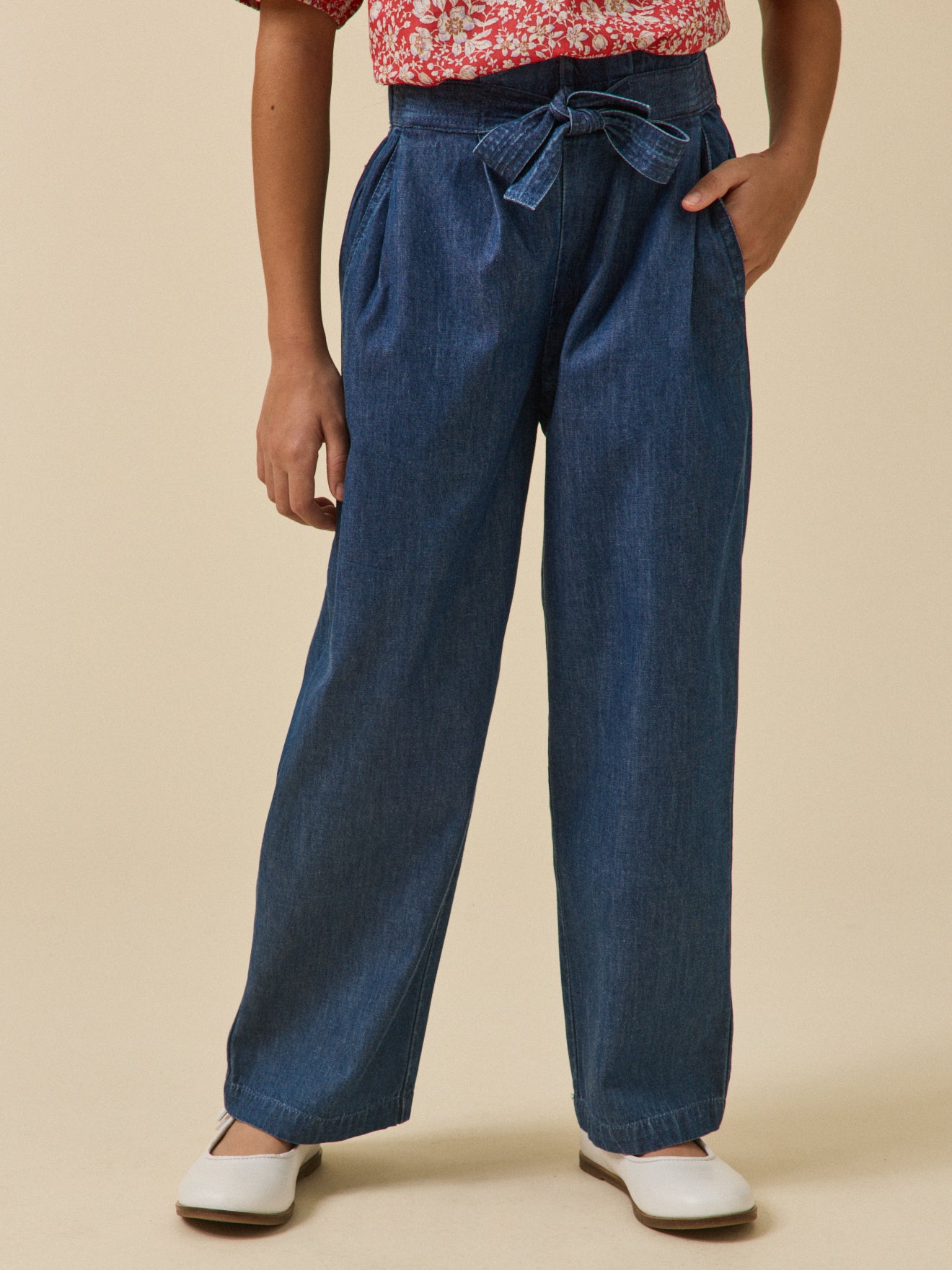 Pantalon large Fille en denim light