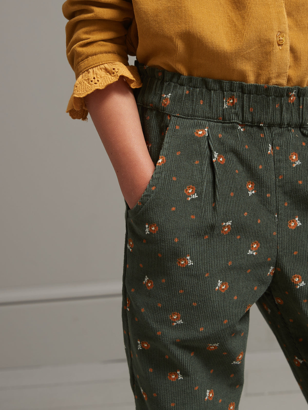 Pantalon Fille en velours imprimé