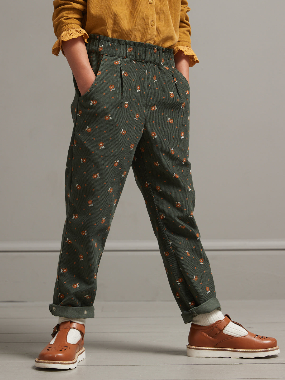 Pantalon Fille en velours imprimé