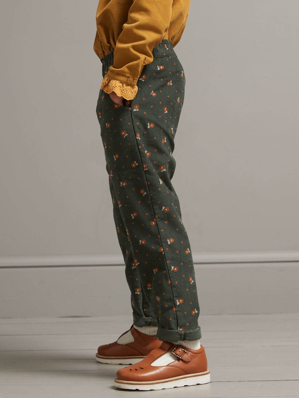 Pantalon Fille en velours imprimé