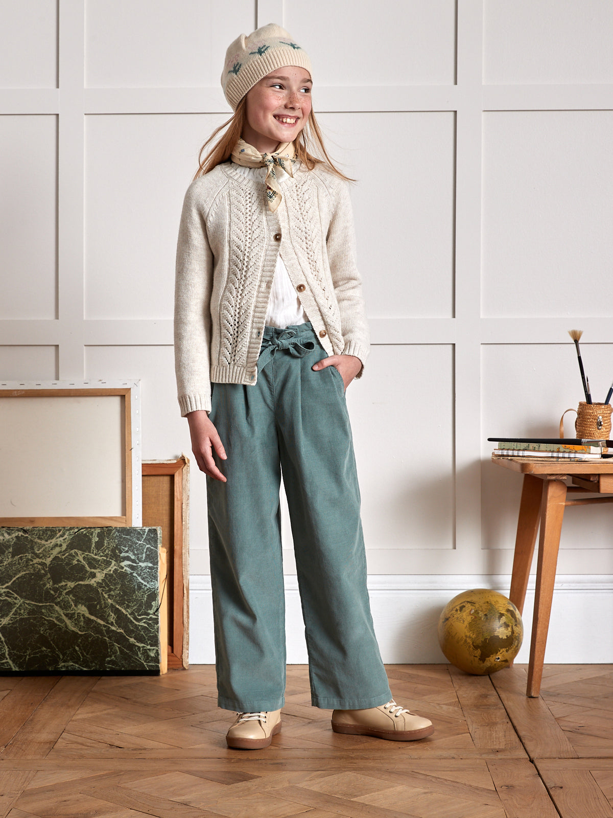 Pantalon large Fille en velours