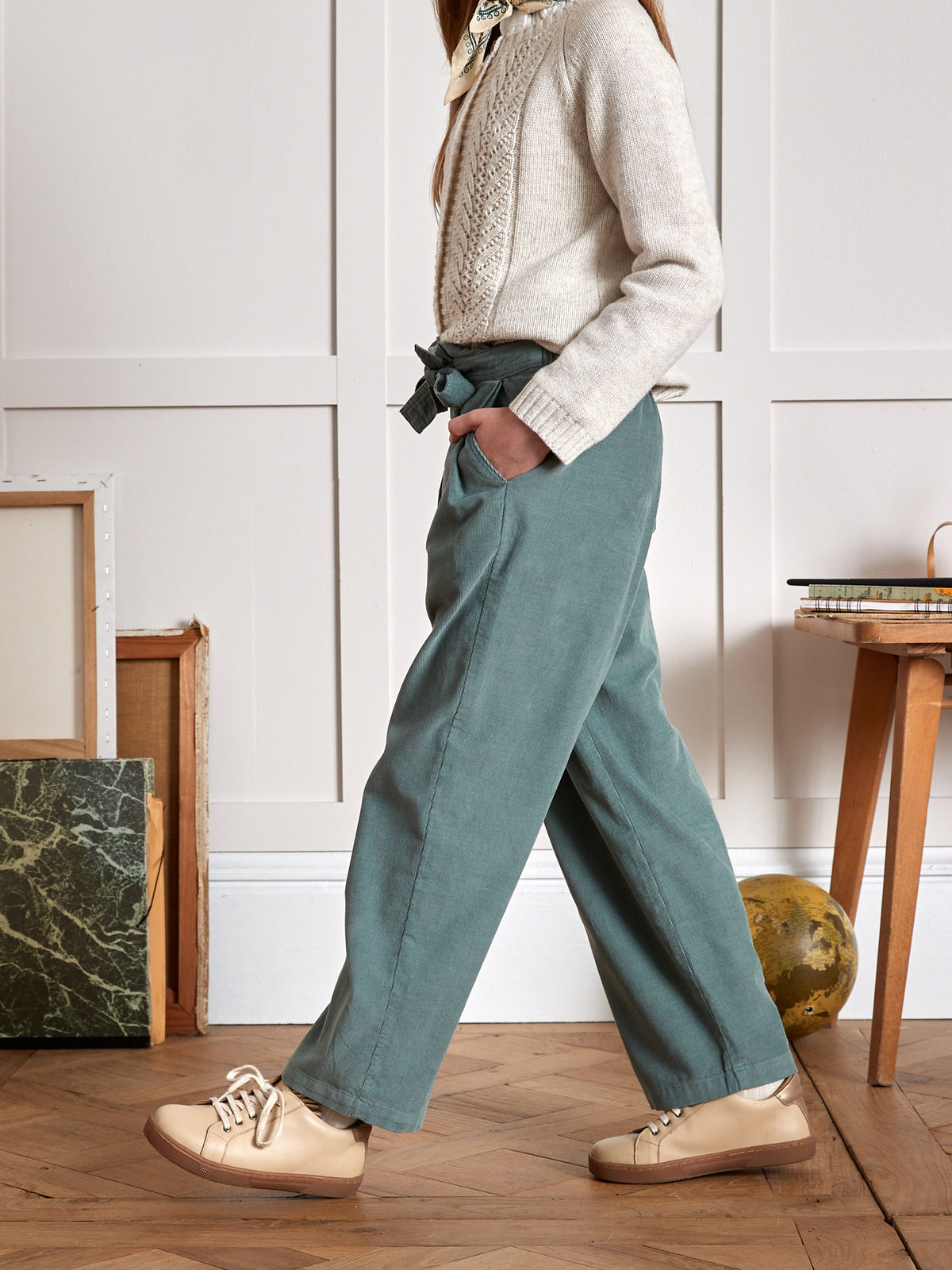 Pantalon large Fille en velours