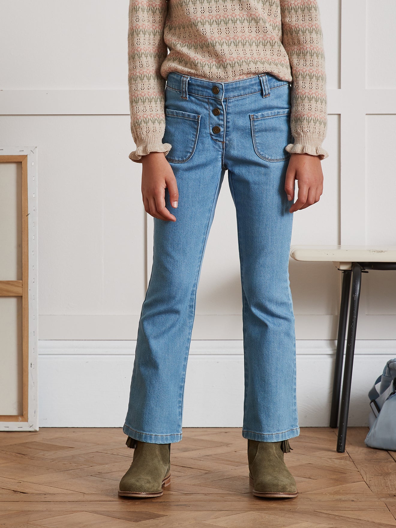 Mädchen-Schlaghose aus Denim