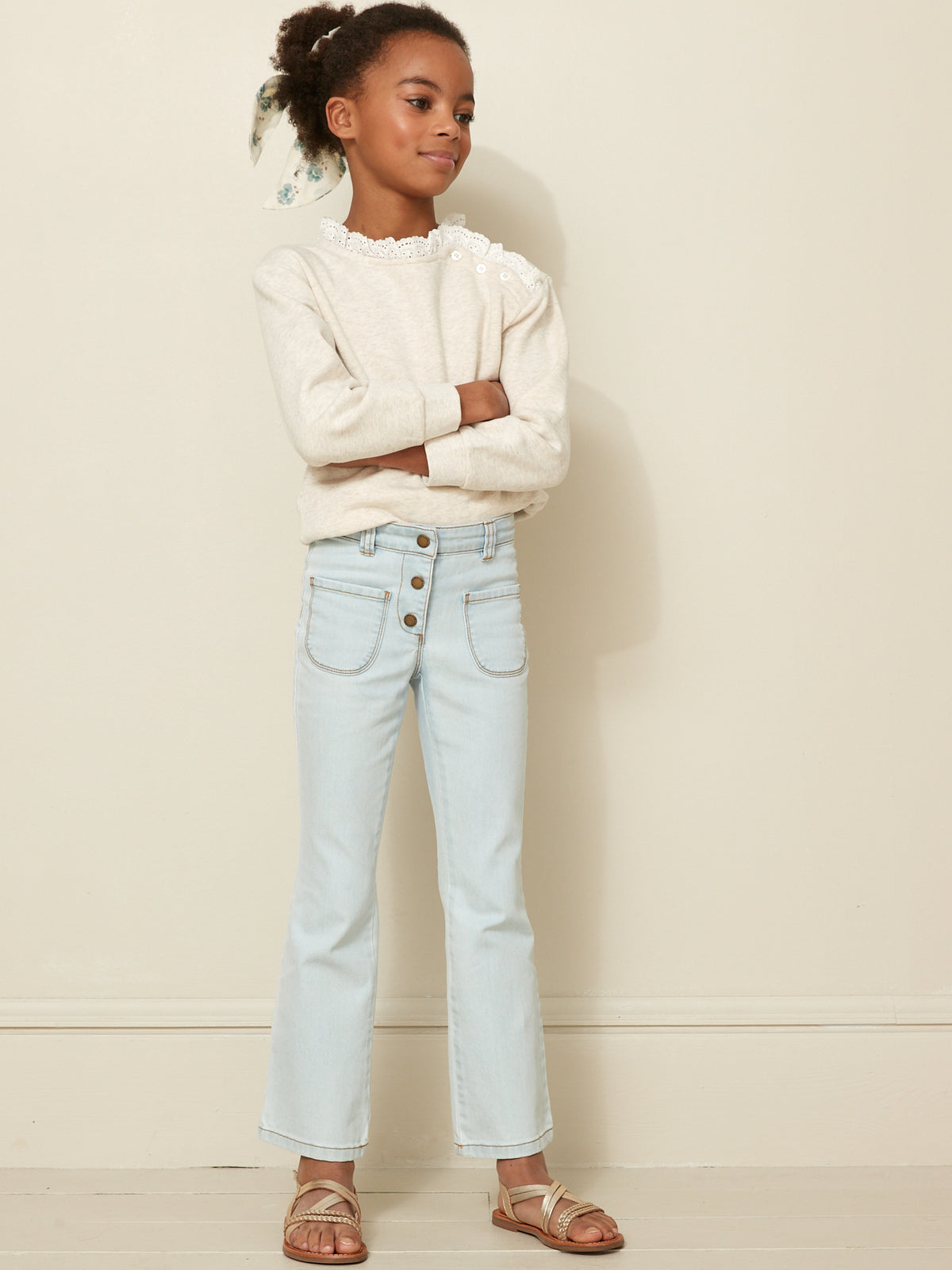 Pantalon flare Fille en denim