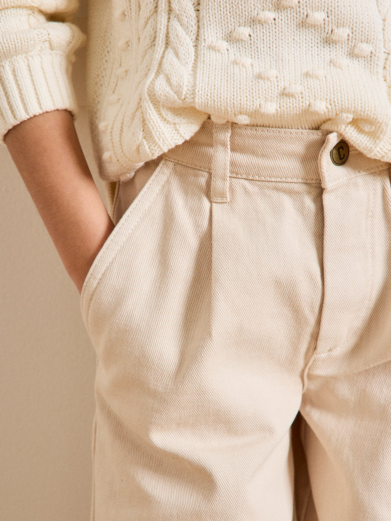 Mädchen-Hose aus gefärbtem Denim, weiter Schnitt – Kollektion « Junior »