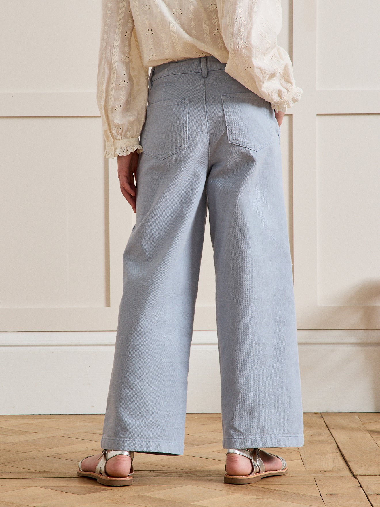 Mädchen-Hose aus gefärbtem Denim, weiter Schnitt – Kollektion « Junior »