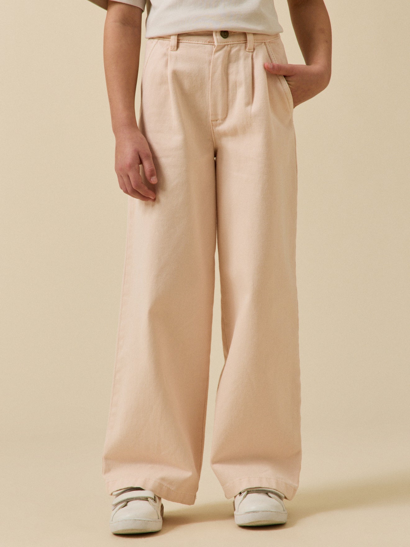 Pantalon large Fille en denim couleur - Collection Junior