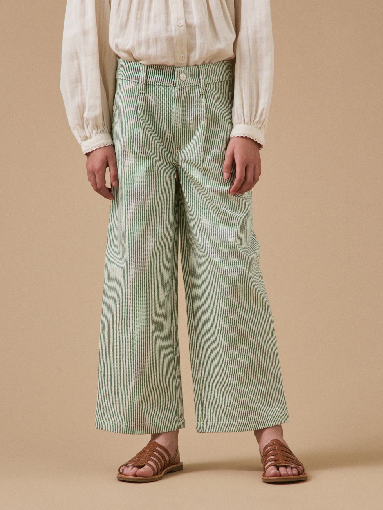 Pantalon large rayé Fille
