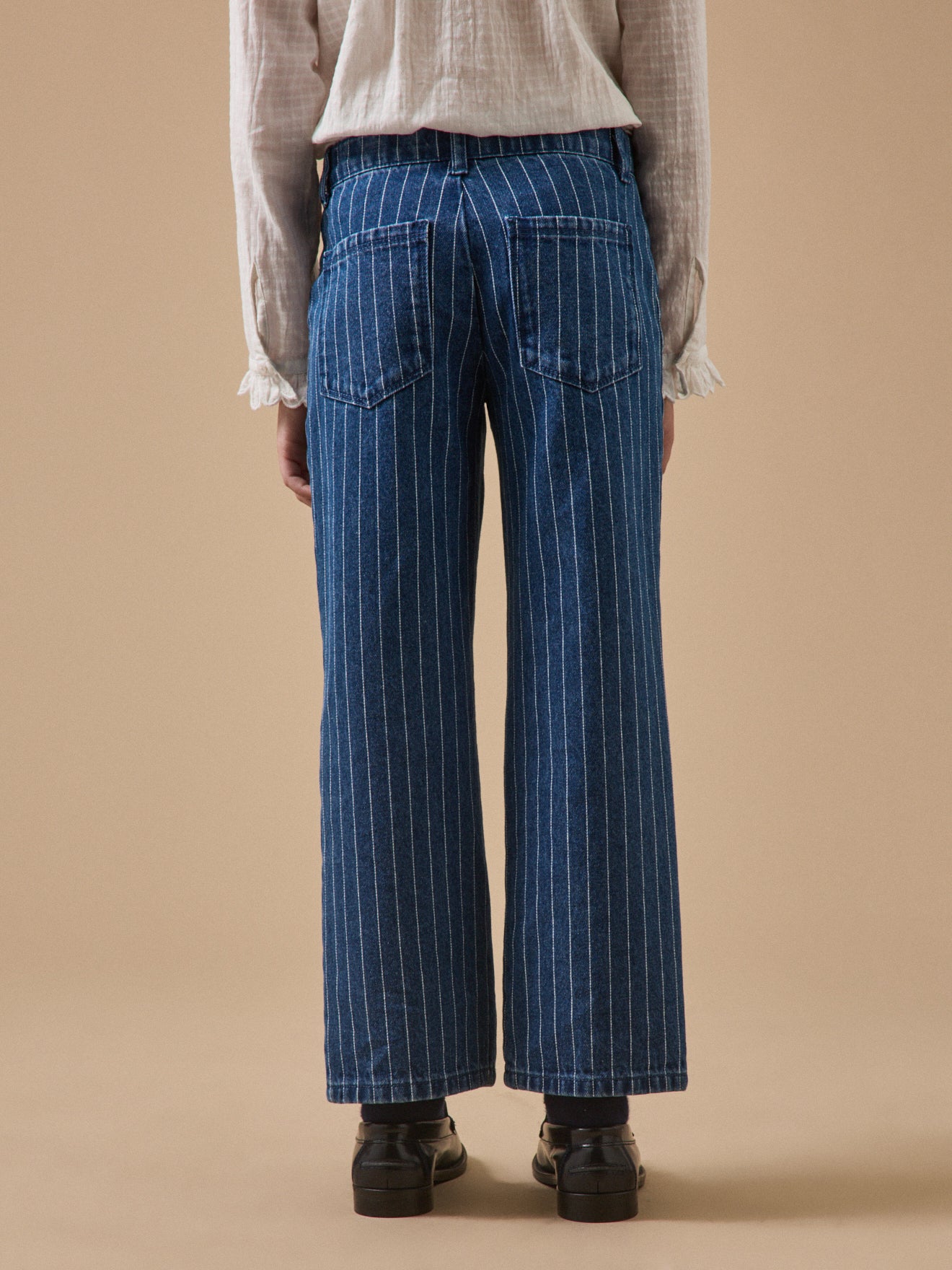Pantalon droit rayé festonné Fille