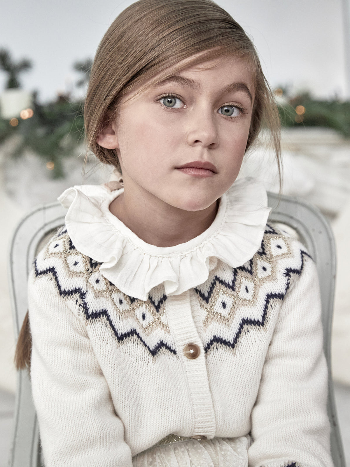 Mädchen-Cardigan mit Jacquard-Muster