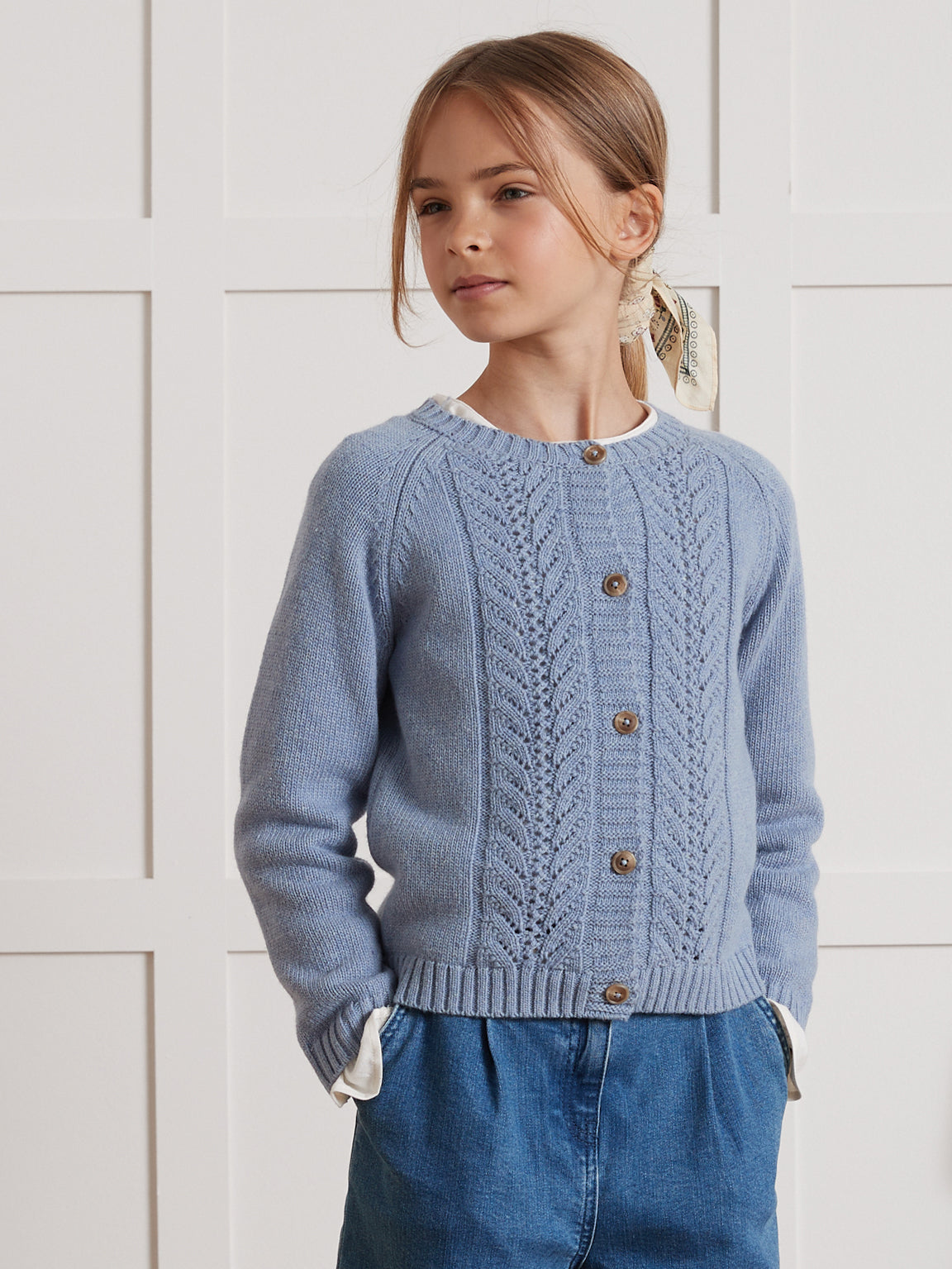 Mädchen-Cardigan mit Musterstrick