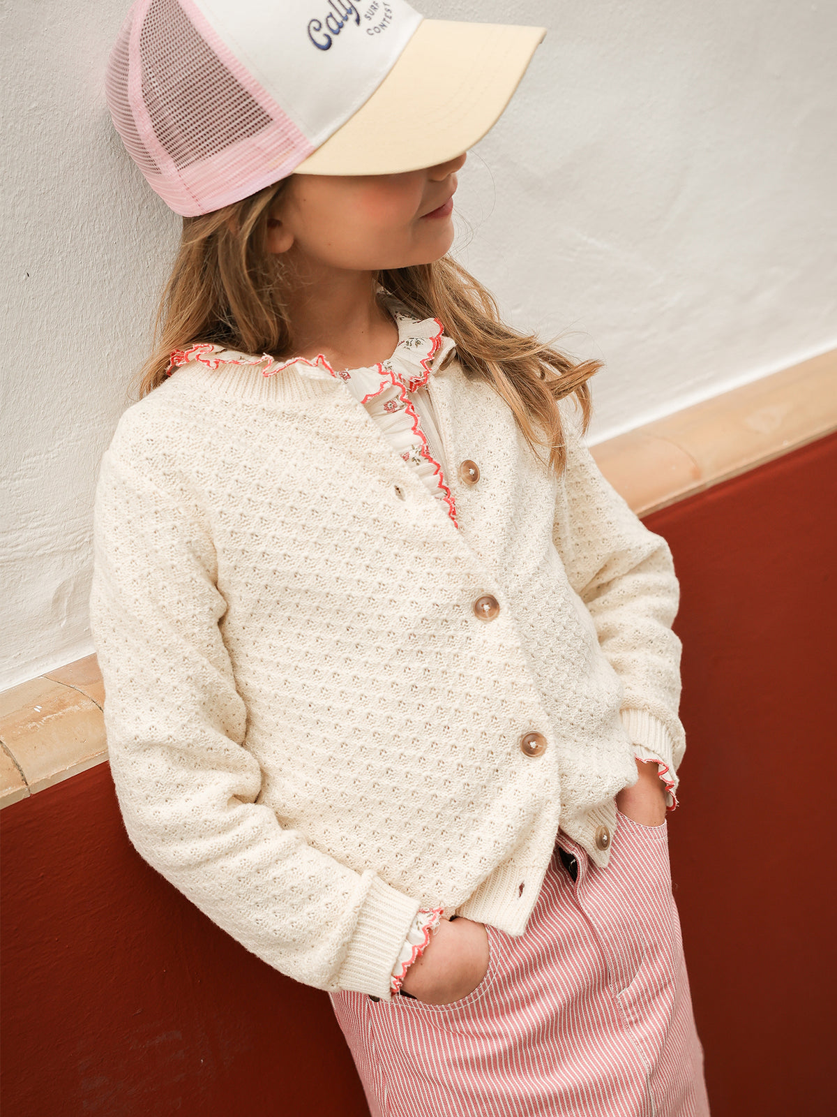 Cardigan Fille points fantaisie