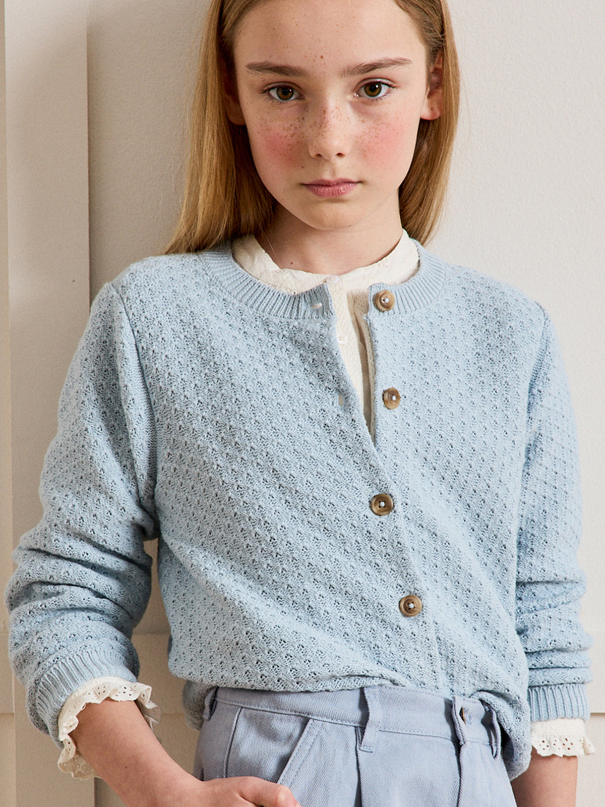 Cardigan Fille points fantaisie