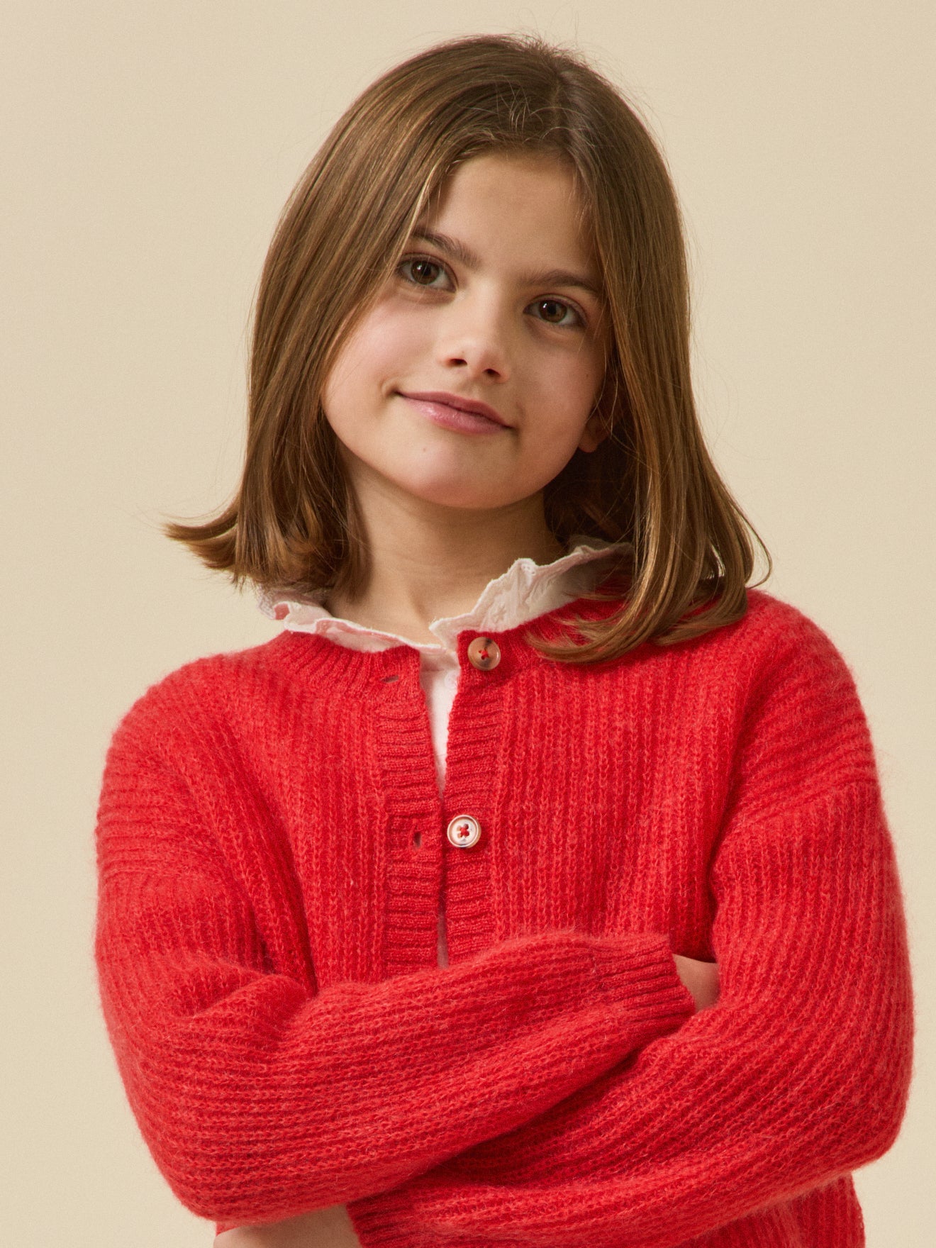 Mädchen-Cardigan mit Wolle und Mohair