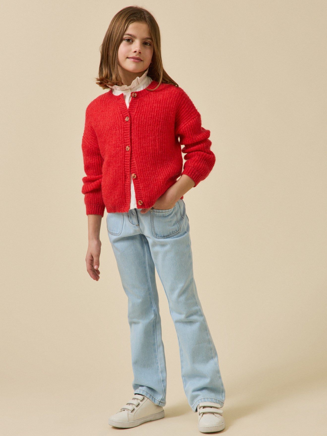 Mädchen-Cardigan mit Wolle und Mohair