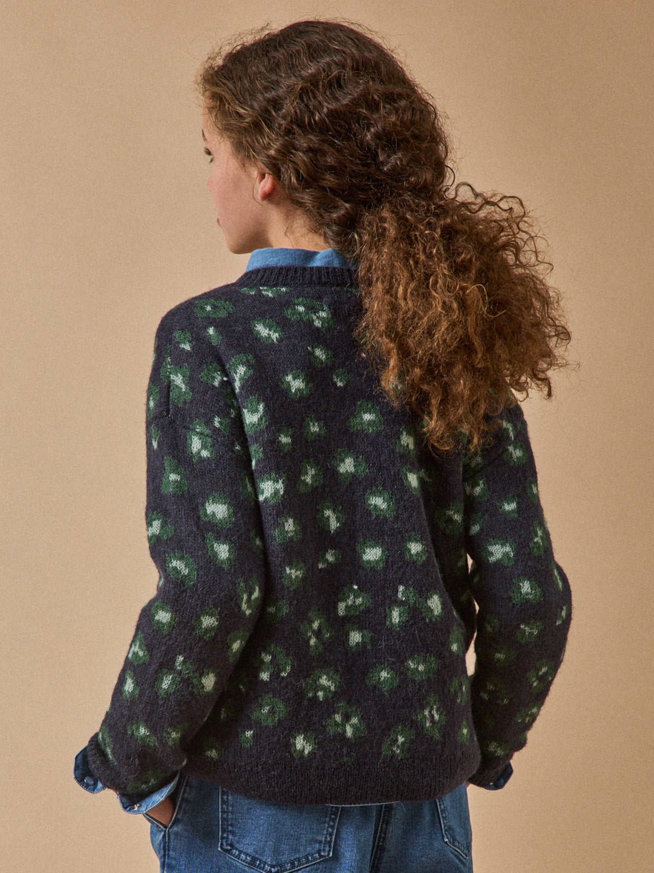 Mädchen-Cardigan, Leopardenmuster