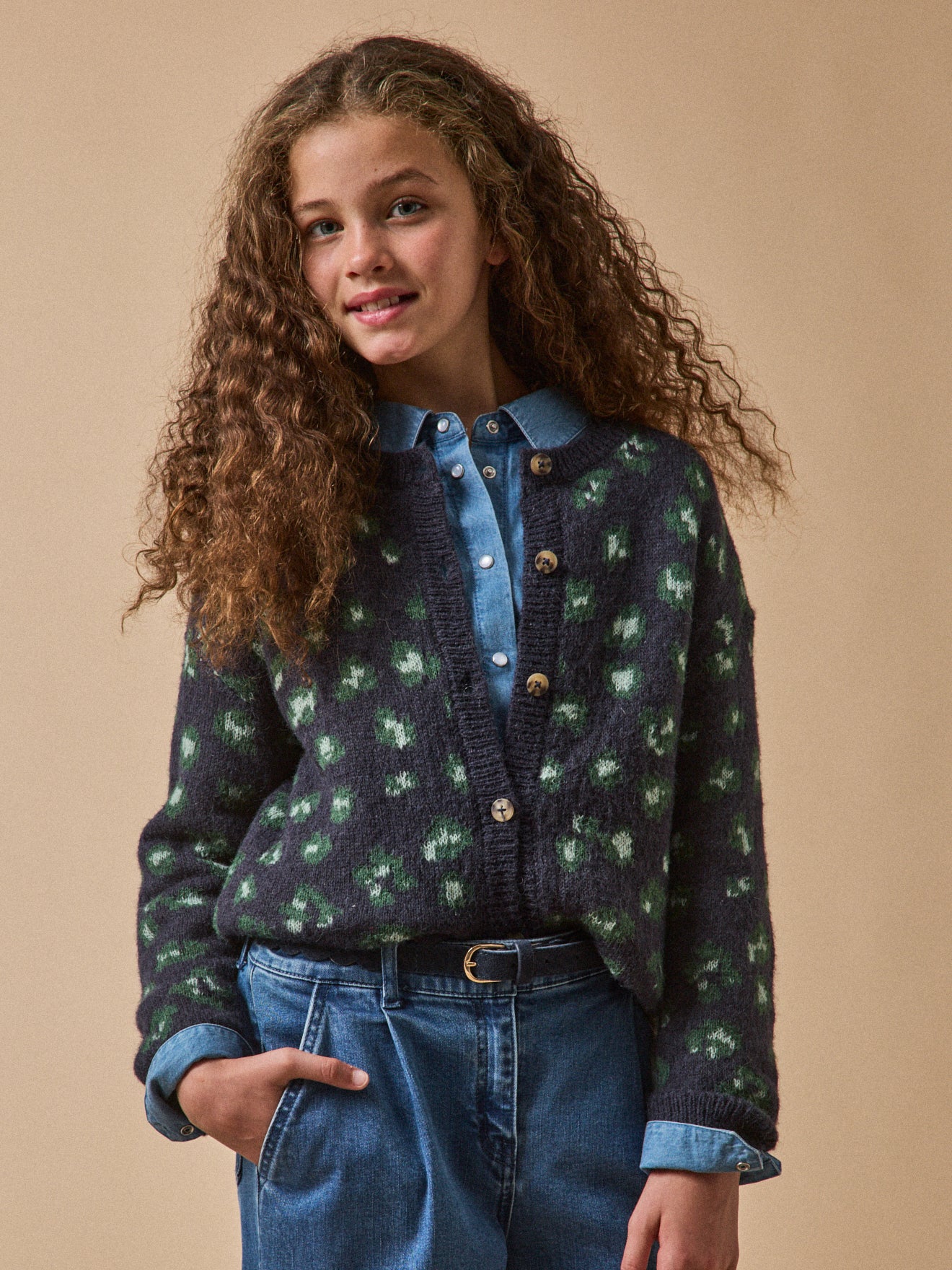 Mädchen-Cardigan, Leopardenmuster