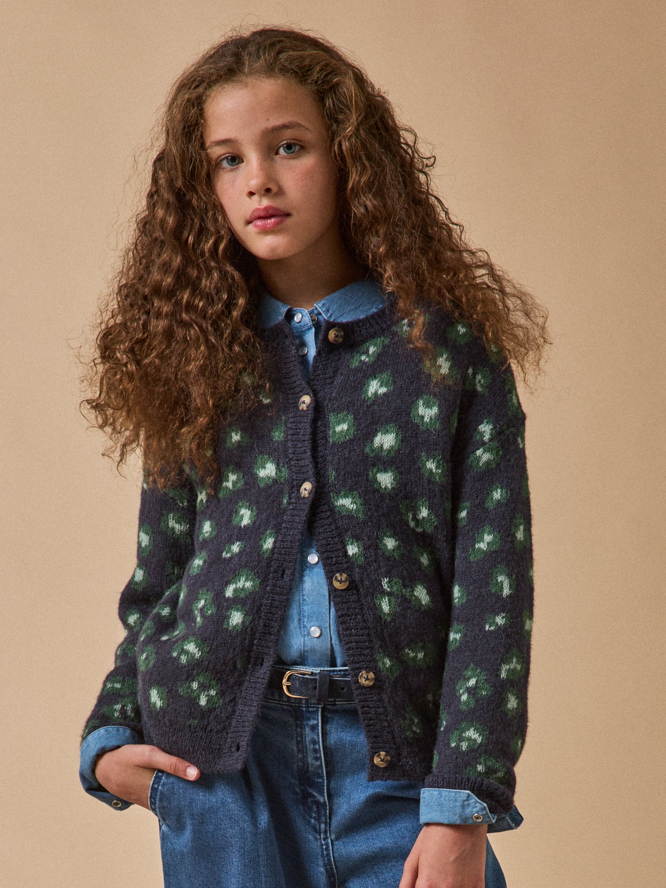 Mädchen-Cardigan, Leopardenmuster