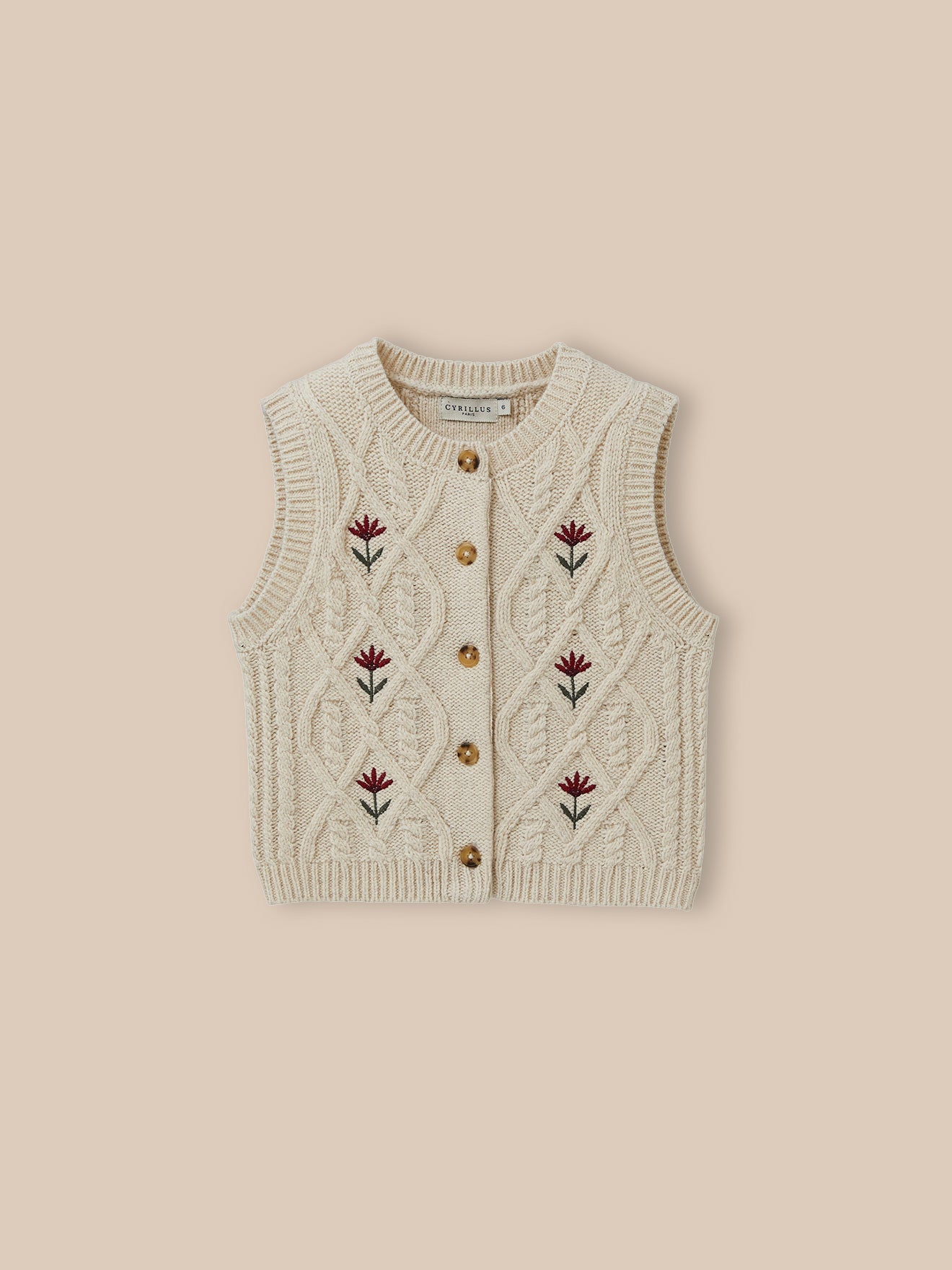 Mädchen-Westen ohne Ärmel mit Stickerei, RWS-Wolle