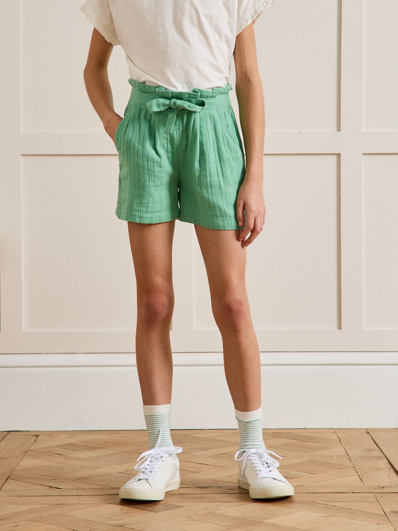 Short Fille en gaze de coton biologique