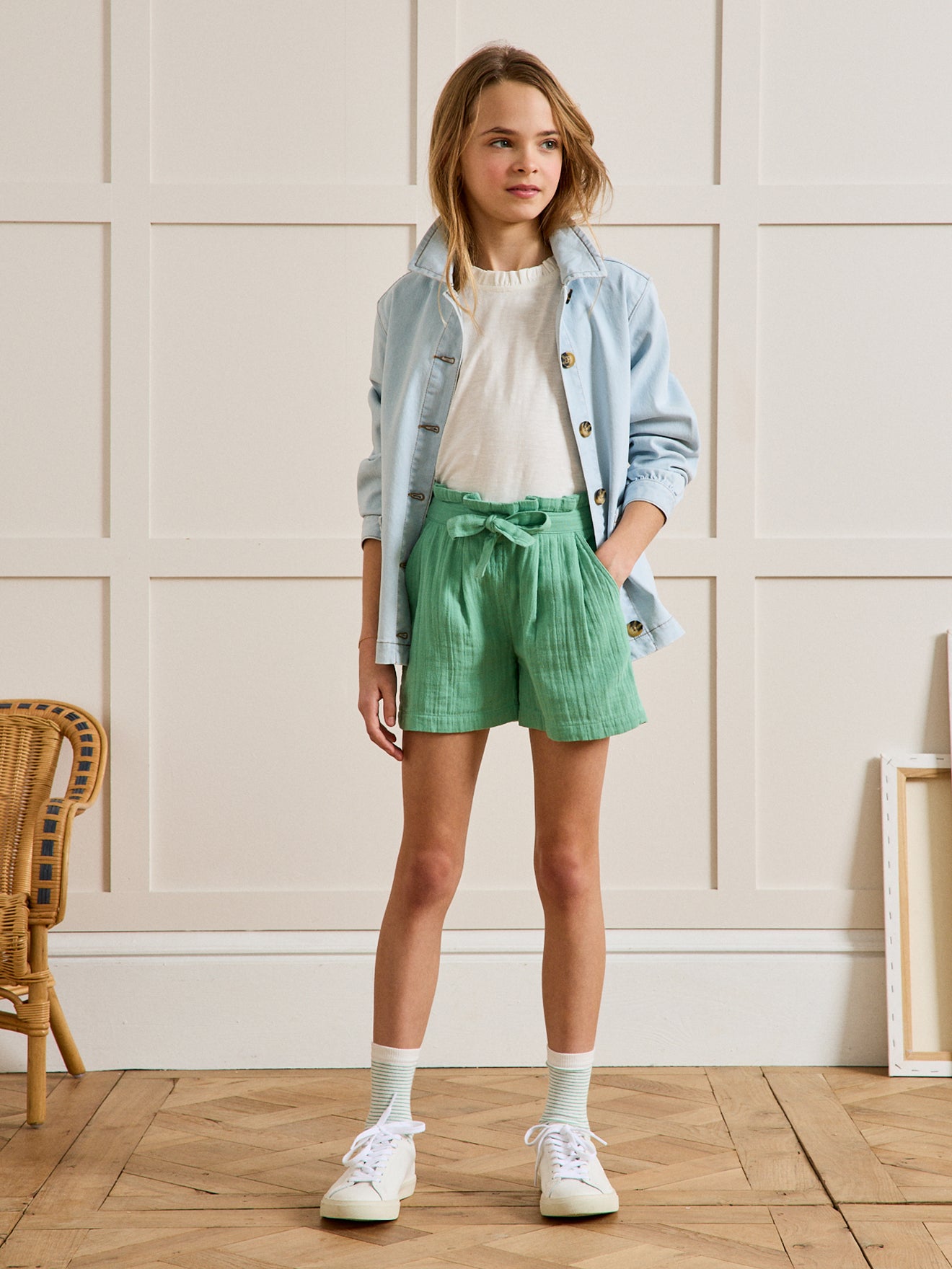 Mädchen-Shorts aus Bio-Baumwollgaze